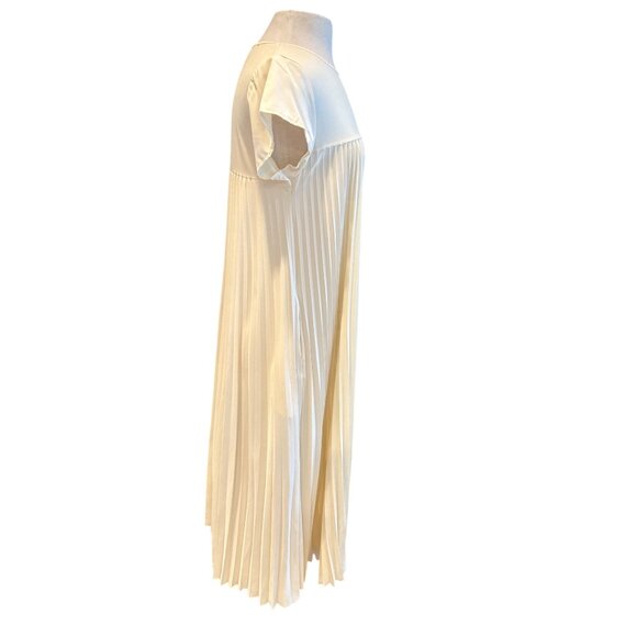 Bridgerton inspired Cream Pleated Short Sleeve Midi Dress - Picture 4 of 10